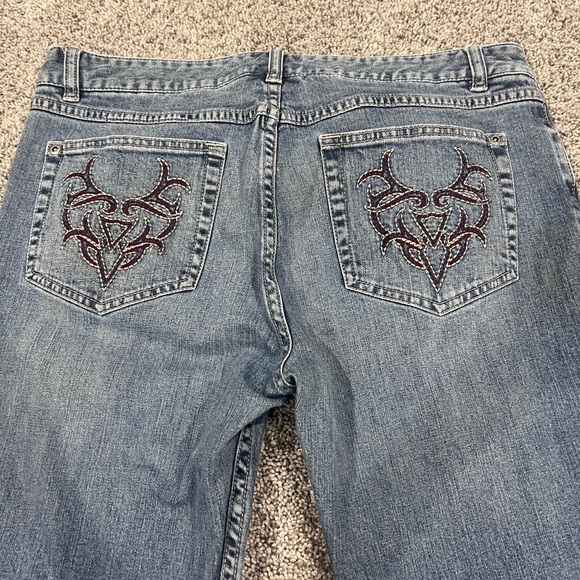 Harley Davidson 2007 Women’s Jeans 12 Long Embroidered Y2K VTG Denim Riding Pant - Picture 12 of 14